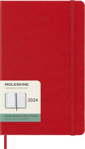2024 - MOLESKINE WEEKLY NOTEBOOK DIARY - Large - Hardback - Red