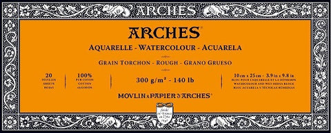 ARCHES AQUARELLE WATERCOLOUR BLOCK  300gsm/140lb -10 x 25cm - Rough