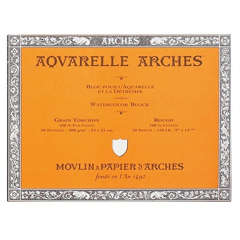 ARCHES AQUARELLE WATERCOLOUR BLOCK  300gsm/140lb -23 x 31cm - Rough