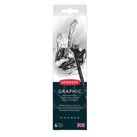 DERWENT Graphic Pencils - Tin of 6 Pencils plus Sharpener