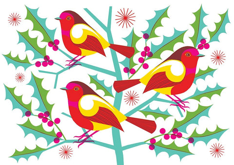 Charity Christmas Cards Pack of 5 by Vicki Johnson - Robins